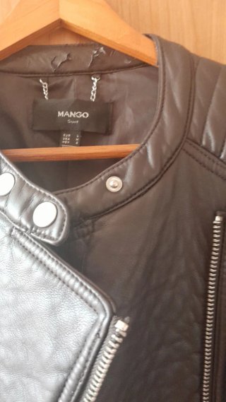Chaqueta cuero Mango marrón