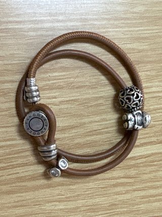 Pulsera Pandora Cuero Marrón y Plata
