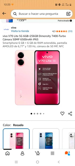 Móvil vivo V70 Lite 5G rosa