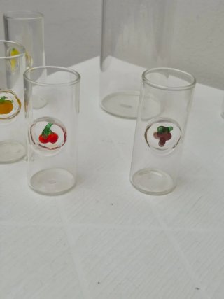 Set Bicchieri e Bottiglia Vintage Vetro Soffiato