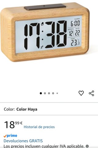 Reloj despertador digital madera Kingsgift