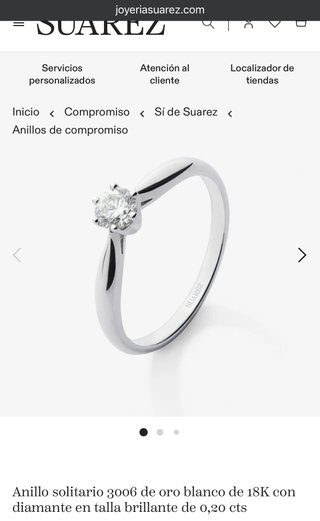 Anillo Oro Blanco 18K Diamante 0.20cts