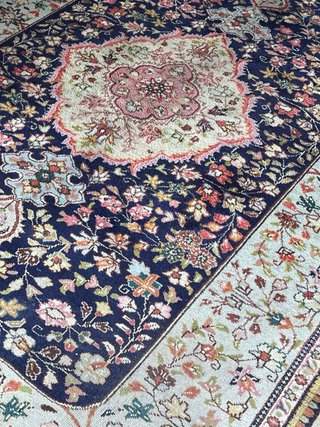 Tappeto Persiano Nain Blu e azzurro 262x190seta