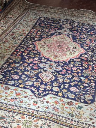 Tappeto Persiano Nain Blu e azzurro 262x190seta