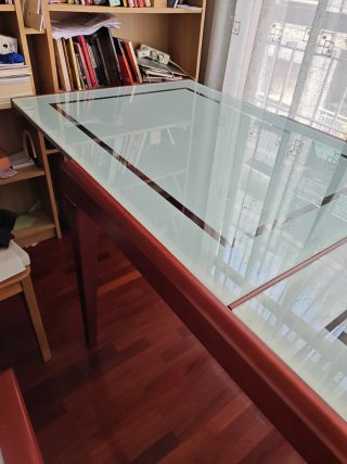 Mesa extensible madera y cristal