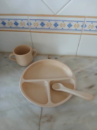 Conjunto Refeição Infantil Prato Copo Colher
