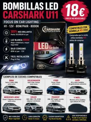 Bombillas LED Carshark U11 H1 8000K