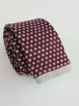 Cravatta Tricot Bordeaux e Bianco