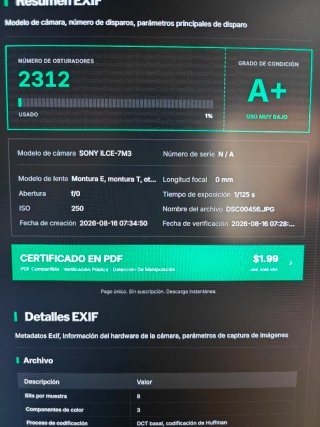 Cámara Sony A7 III. 2312 disparos