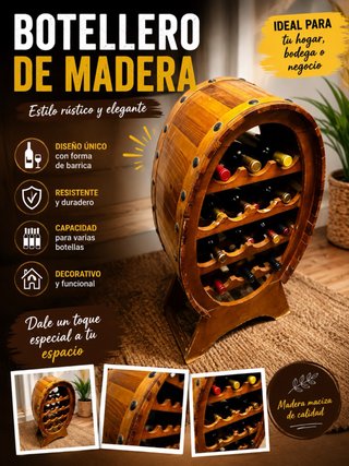 Botellero de Madera Estilo Barrica