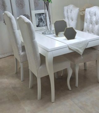 Mesa y 4 Sillas Comedor Blancas
