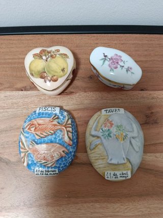 Lote 4 piezas decoración porcelana