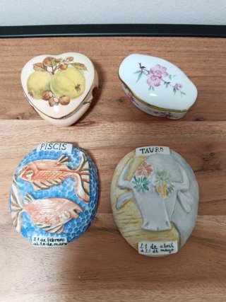 Lote 4 piezas decoración porcelana