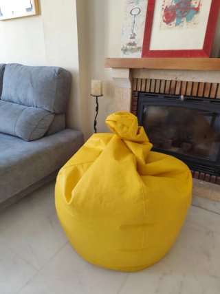 Pareja Puff Loconfort XL Amarillo y Gris