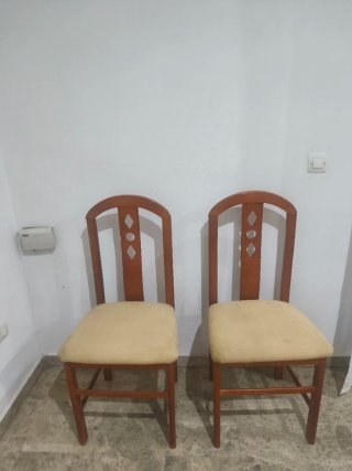 4 Sillas Comedor Madera Tapizadas Beige