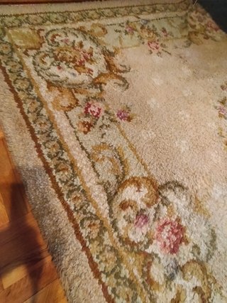 Alfombra de lana Ankara beige, decoración floral