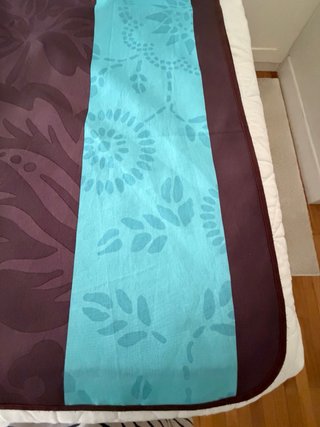 Mantel antimanchas tela marrón y azul