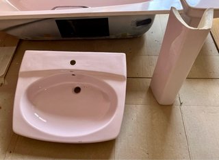 Conjunto baño vintage rosa palo