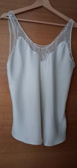 Blusa Mango Encaje Blanco Talla L