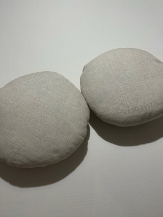 2 Cojines Redondos Tela Saco Beige/Gris