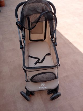 Silla de paseo para mascotas negra y Beige