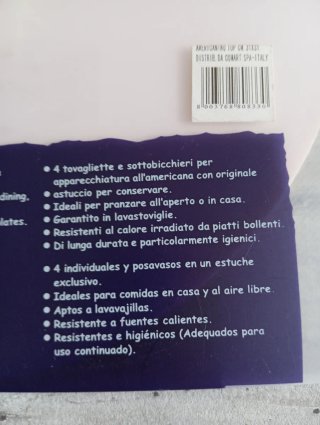 Set 4 sottobicchieri e sottopiatto