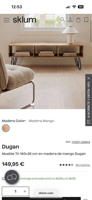 Mueble TV madera mango natural