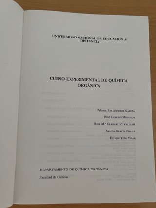 CURSO EXPERIMENTAL DE QUÍMICA ORGÁNICA