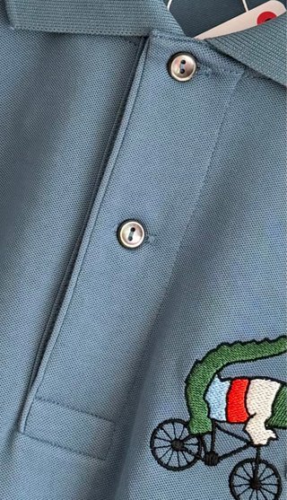 Polo Lacoste Azul acero con Cocodrilo Ciclista