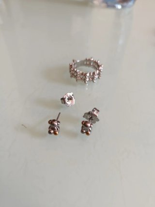 Conjunto Tous Anillo y Pendientes 3D