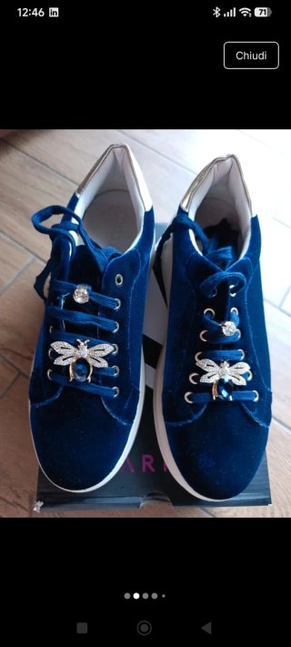 Sneakers Kharisma in Velluto Blu Tg 41