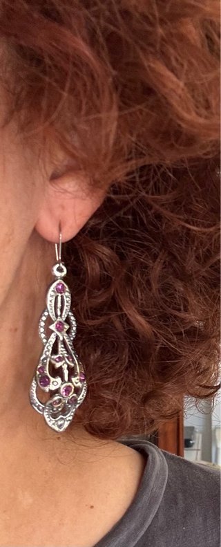 Pendientes Vintage años 60-70 Art Déco con Strass.