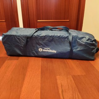 Cuna de viaje azul