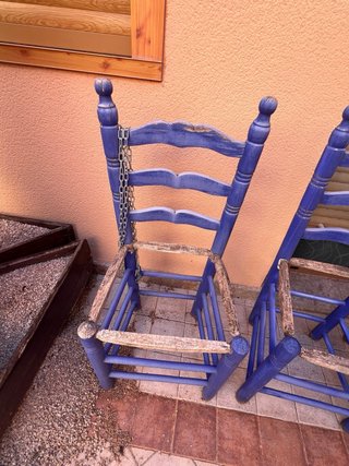 Lote 4 sillas rústicas madera azul