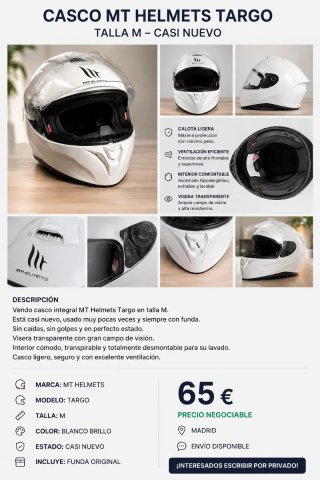 Casco MT Helmets Targo Talla M Blanco