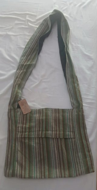 Bolso de tela rayas marrón y verde
