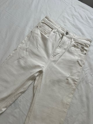 Pantalón Pitillo Tiro Alto Blanco Stradivarius