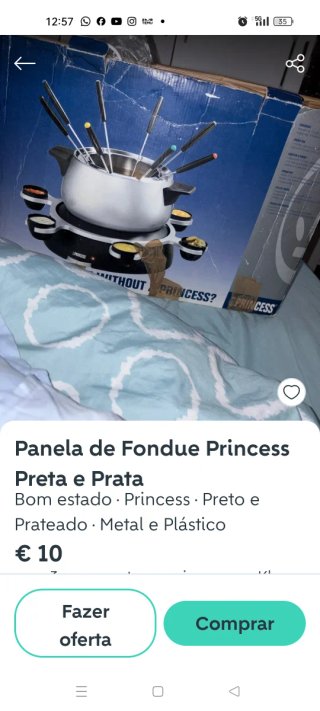 Olla Fondue Princess Negra y Plata