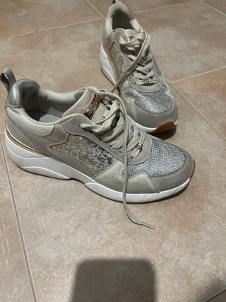 Scarpe donna beige e oro