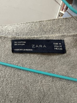 Cárdigan Zara Gris Talla M Algodón Nylon