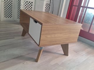 Mesa de centro moderna madera y blanco
