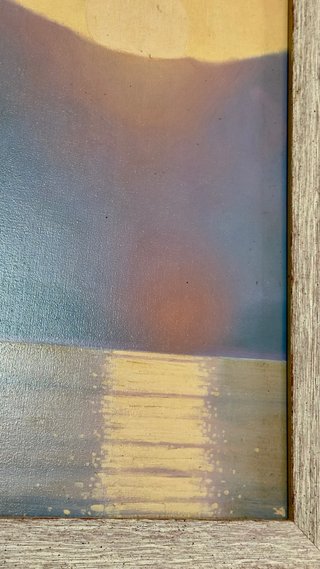 Cuadro Óleo Marina Velero al Atardecer con Marco