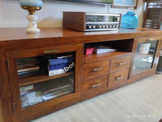 Mueble TV Banak Madera y Cristal
