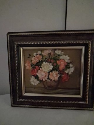 Cuadro Óleo Flores Pintura Manual