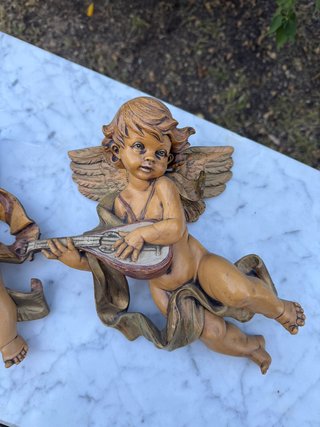 Ángeles musicales vintage (violín y laúd)