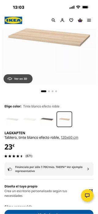 Mesa escritorio Ikea 120x60 cm