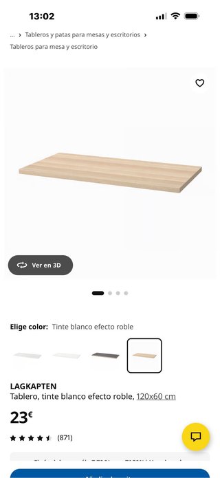 Mesa escritorio Ikea 120x60 cm