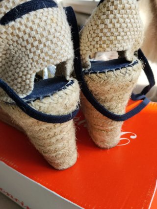 Sandalias cuña Ramoncinas rayas azules