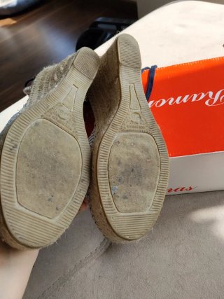 Sandalias cuña Ramoncinas rayas azules