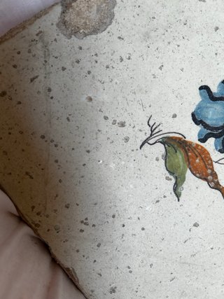 Azulejo antiguo siglo XVIII flor azul